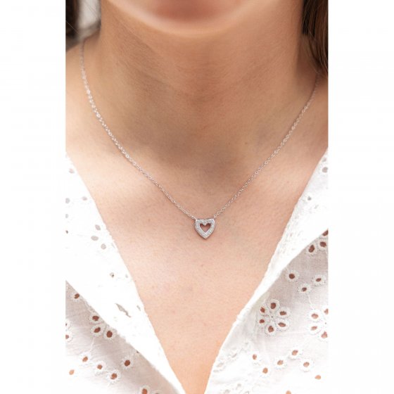 Halskette Silber 925 rhodiniert 42+5cm lang mit Herz-Motiv 