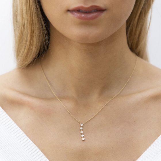 Halskette Gold 585 zweifarbig mit 5x Brillant zus. 0,05ct. 