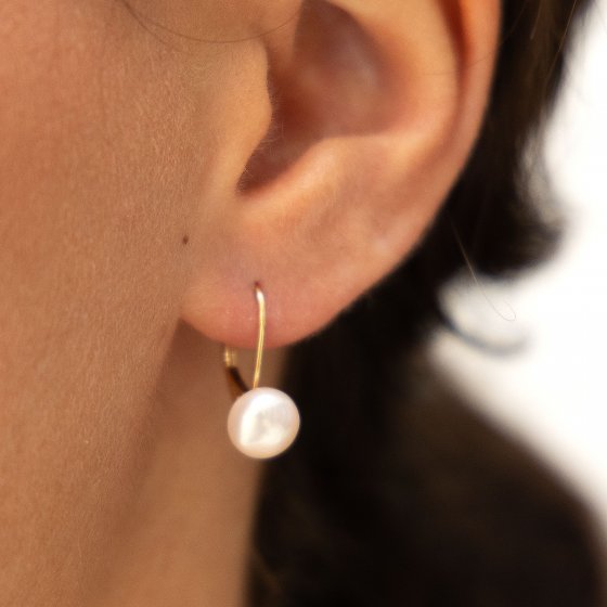 Ohrringe 333 Gold Perlen weiß 8-8,5mm 