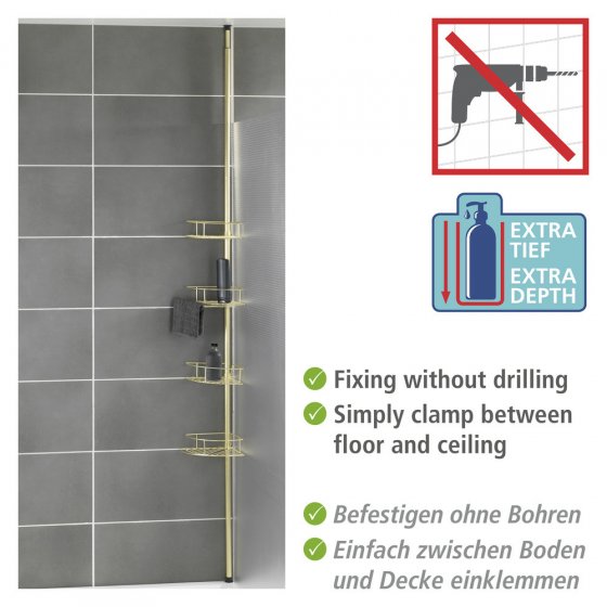 Teleskop-Eckregal Mod. Dolcedo Gold matt, rostfrei