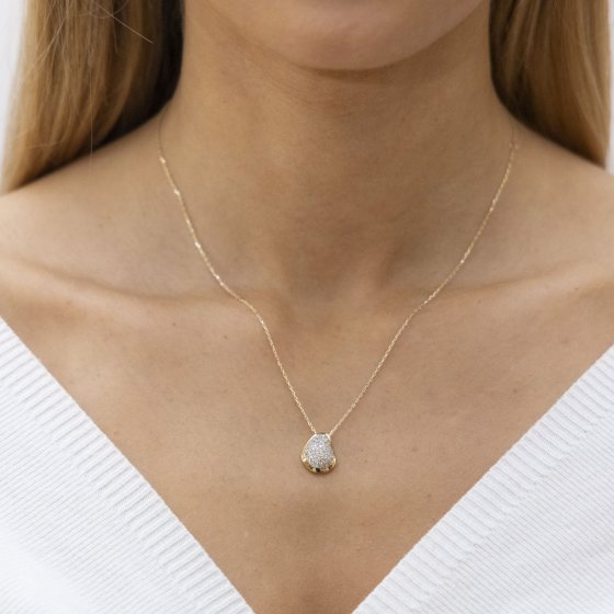 Halskette Gold 333 zweifarbig mit 53x Zirkonia-Steinen weiß 