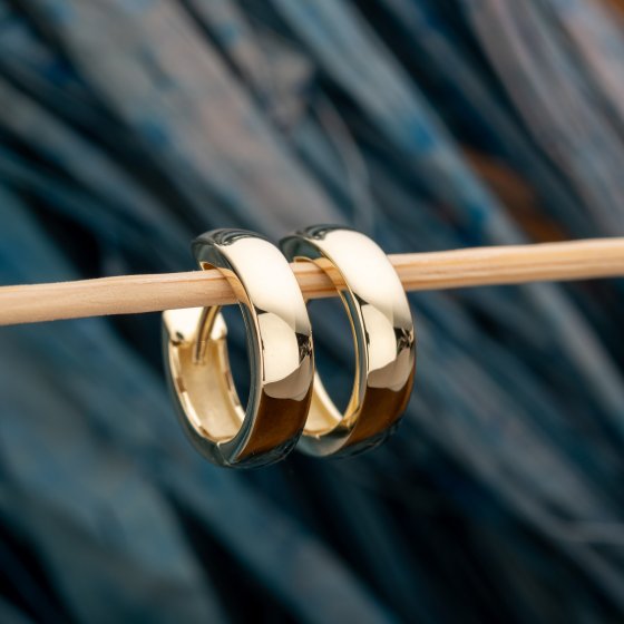 Ohrringe Gold 585 hochglanzpoliert 3,4mm Breite, 13,2mm Durchmesser 