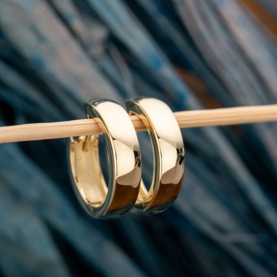 Ohrringe Gold 585 hochglanzpoliert 3,9mm breit, 15,2mm Durchmesser 