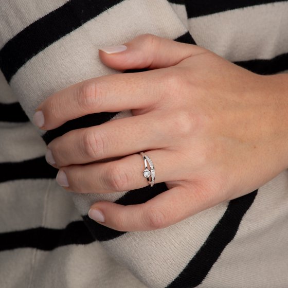 Ring 333/- Weißgold glanz  synth. Zirkonia 