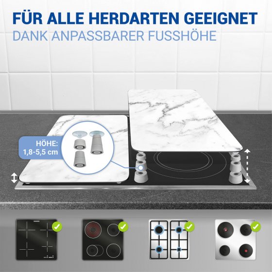 Herdabdeckplatte Universal Mod. Marmor, 2er Set, für alle Herdarten geeignet 