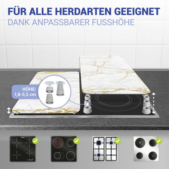 Herdabdeckplatte Universal Mod. Marmor Gold, 2er Set, für alle Herdarten geeignet 