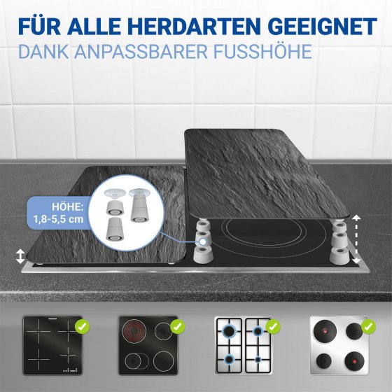 Herdabdeckplatte Universal Mod. Schiefer, 2er Set, für alle Herdarten geeignet 