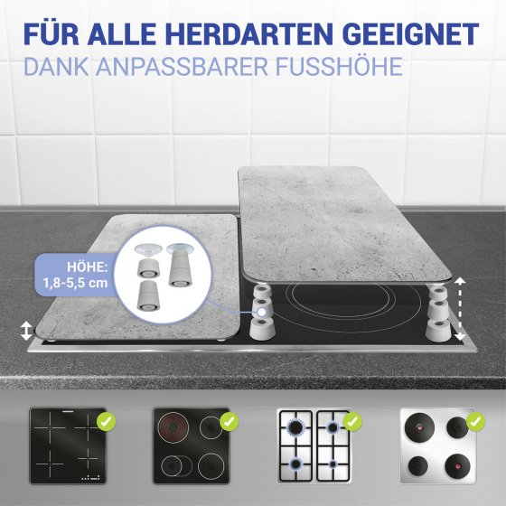 Herdabdeckplatte Universal Mod. Beton, 2er Set, für alle Herdarten geeignet 