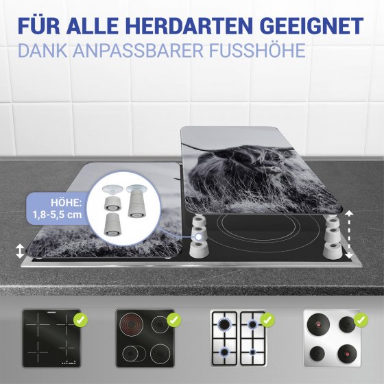 Herdabdeckplatte Universal Mod. Highland Cattle, 2er Set, für alle Herdarten geeignet
