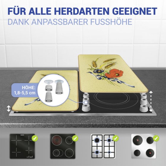 Herdabdeckplatte Universal Mod. Kornblumen, 2er Set, für alle Herdarten geeignet