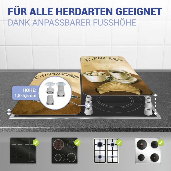 Herdabdeckplatte Universal Mod. Kaffee, 2er Set, für alle Herdarten geeignet 
