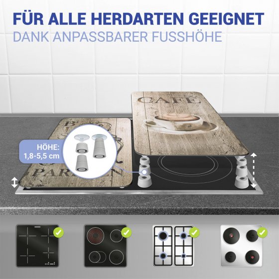 Herdabdeckplatte Universal Mod. Bistro, 2er Set, für alle Herdarten geeignet 
