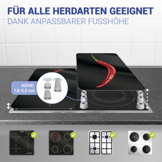 Herdabdeckplatte Universal Mod. Hot Peperoni, 2er Set, für alle Herdarten geeignet