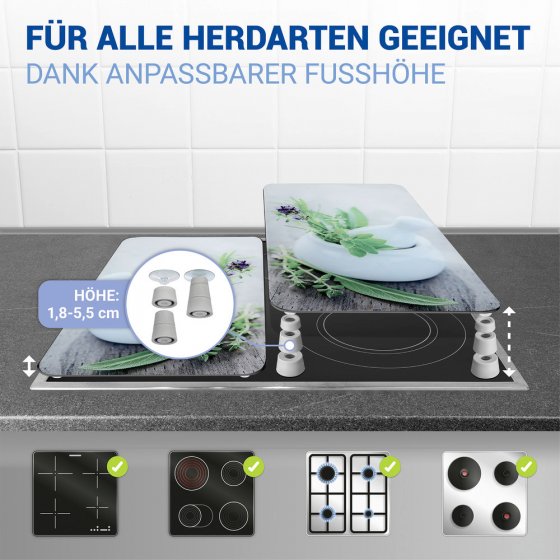 Herdabdeckplatte Universal Mod. Kräutergarten, 2er Set, für alle Herdarten geeignet