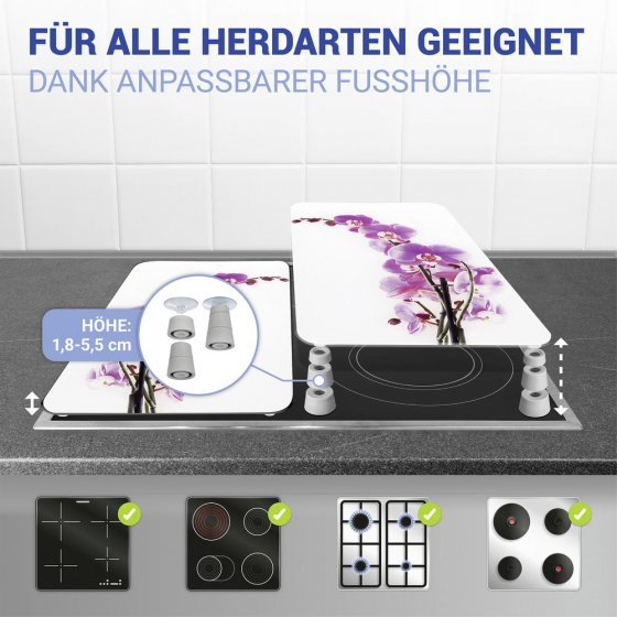 Herdabdeckplatte Universal Mod. Orchideenblüte, 2er Set, für alle Herdarten geeignet