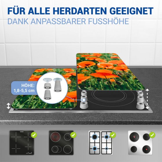 Herdabdeckplatte Universal Mod. Mohnfeld, 2er Set, für alle Herdarten geeignet 