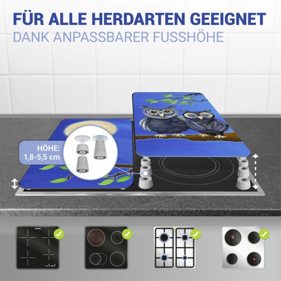 Herdabdeckplatte Universal Mod. Eule, 2er Set, für alle Herdarten geeignet 