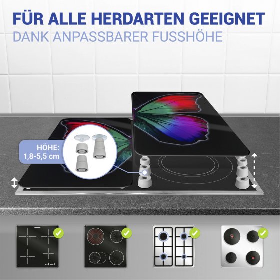 Herdabdeckplatte Universal Mod. Butterfly by Night, 2er Set, für alle Herdarten geeignet