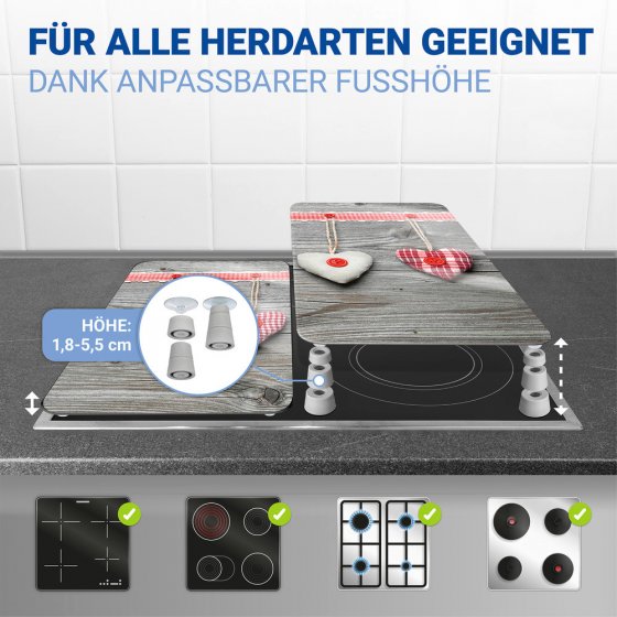 Herdabdeckplatte Universal Mod. Herzen, 2er Set, für alle Herdarten geeignet