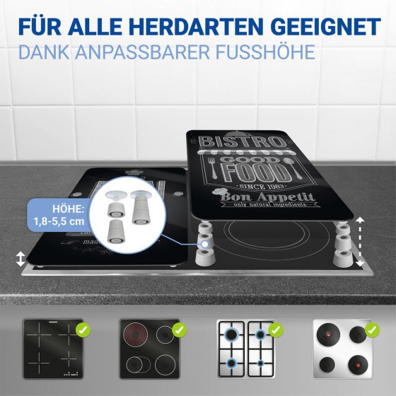 Herdabdeckplatte Universal Mod. Bon Appetit, 2er Set, für alle Herdarten geeignet 