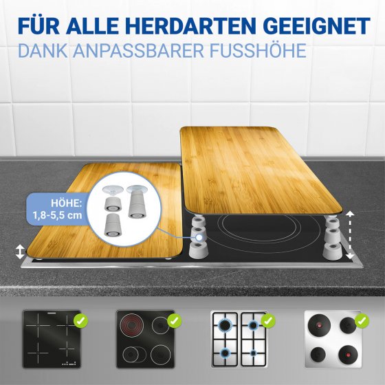 Herdabdeckplatte Universal Mod. Holz-Optik, 2er Set, für alle Herdarten geeignet 