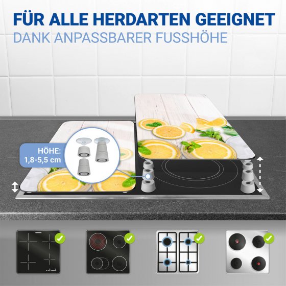 Herdabdeckplatte Universal Mod. Zitronen, 2er Set, für alle Herdarten geeignet 