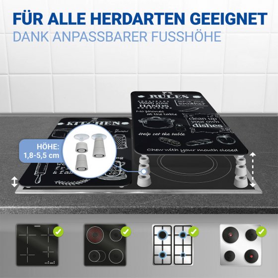 Herdabdeckplatte Universal Mod. Kitchen Rules, 2er Set, für alle Herdarten geeignet 