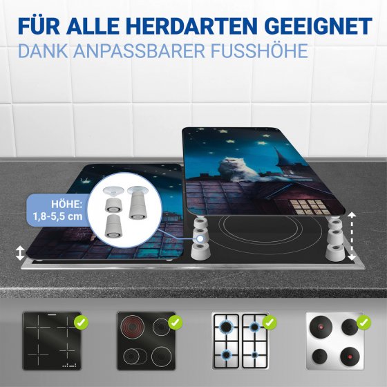 Herdabdeckplatte Universal Mod. Moon Cat, 2er Set, für alle Herdarten geeignet 