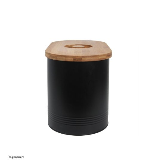 Brotkasten Schwarz mit Holzdeckel 