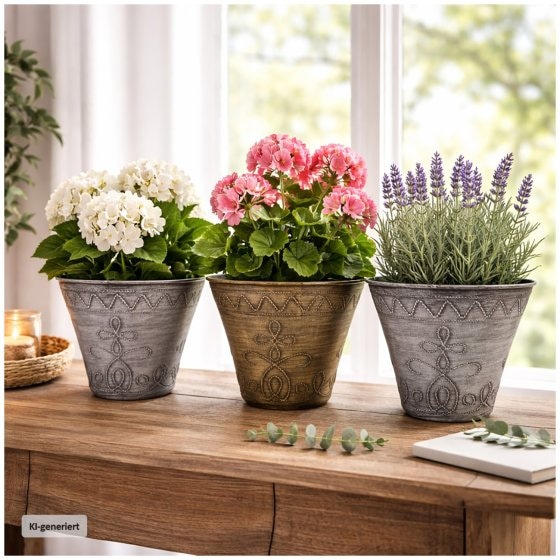 Blumentopf Nessa Ornamente Gold Silber 3er-Set 