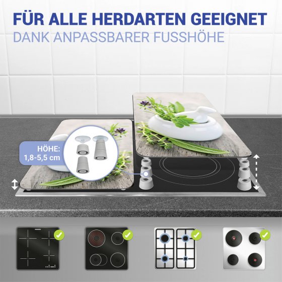 Herdabdeckplatte Universal Mod. Kräutergarten, 2er Set, für alle Herdarten geeignet