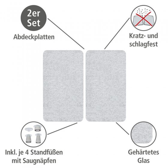 Herdabdeckplatte Universal Mod. Transparent, 2er Set, für alle Herdarten geeignet