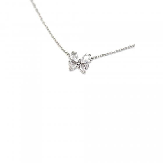 Kette 925 Sterling Silber rhodiniert Glänzend Zirkonia weiß 