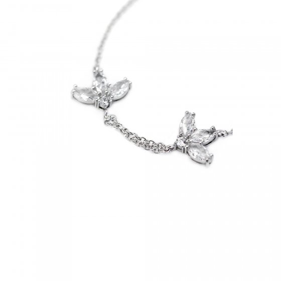 Armband 925 Sterling Silber rhodiniert  Glänzend Blume Zirkonia weiß 