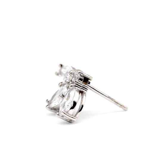 Ohrstecker 925 Sterling Silber rhodiniert Glänzend  Zirkonia weiß 