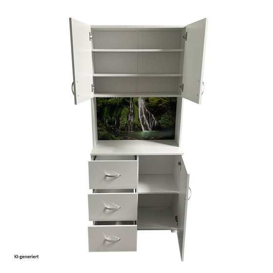 Badschrank Blanca Wellness Motiv Wasserfall 