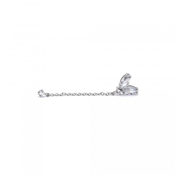 Ohrhänger 925 Sterling Silber rhodiniert Glänzend 4 Zirkonia weiß 