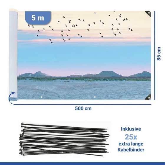 Balkon-Sichtschutz Mod. Nordseeküste, UV- und witterungsbeständig 