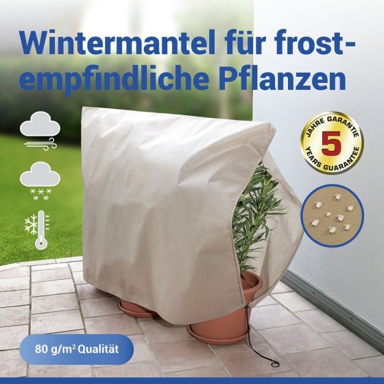 Pflanzenschutz-Vlies 180 x 120 cm, Beige, reißfestes Wintervlies für Pflanzen 