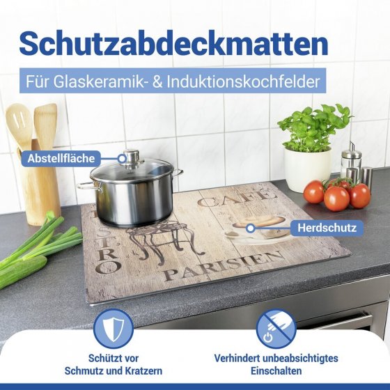 Abdeckmatte Mod. Bistro, mehrfarbig, PVC, 60x52 cm, hitzebeständig und rutschfest 