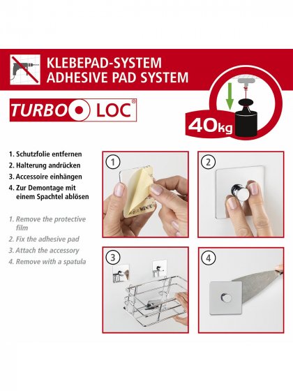 Turbo-Loc® WC-Garnitur Mod. Carpino Weiß, Befestigen ohne Bohren 