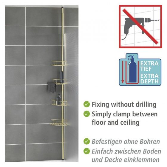 Teleskop-Eckregal Mod. Dolcedo Gold matt, rostfrei 