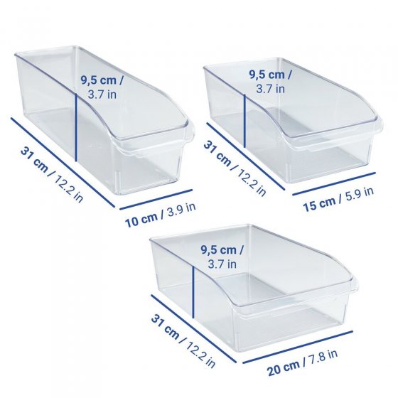 Kühlschrank-Organizer Set, 3-teilig, Aufbewahrungsboxen für Kühl- und Vorratsschrank 
