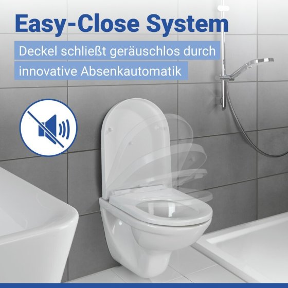 WC Sitz Mod. Palma Weiß, Toilettendeckel mit Absenkautomatik in D-Form 