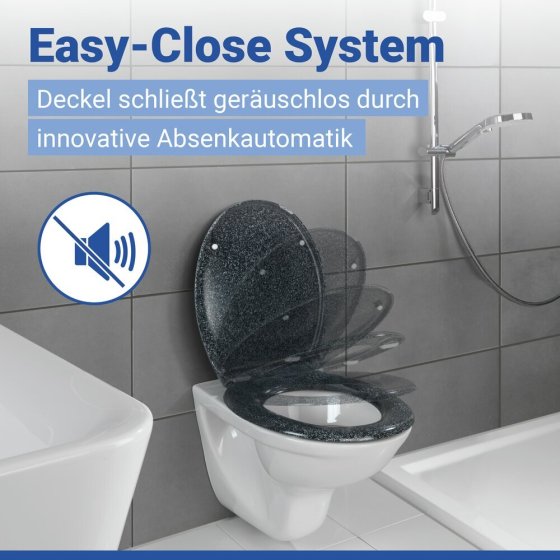 WC Sitz Mod. Ottana Granit, Toilettendeckel mit Absenkautomatik 