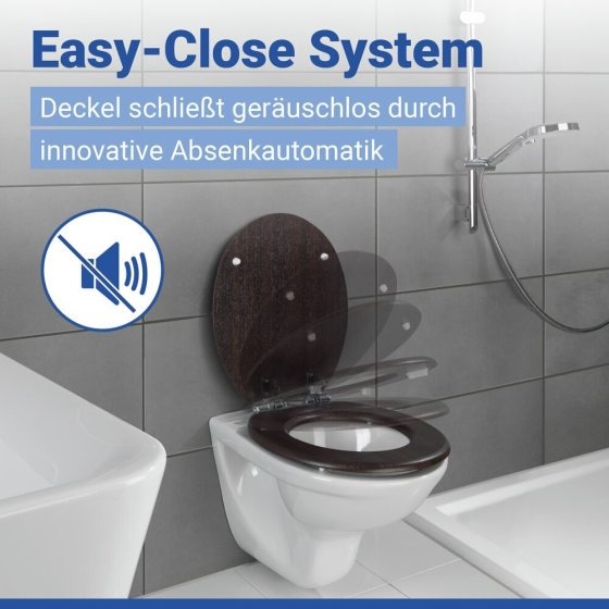 WC Sitz Mod. Wenge Dunkelbraun, stabiler Toilettensitz mit Absenkautomatik 