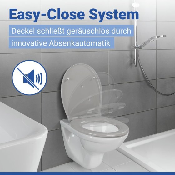 WC Sitz Mod. Samos Concrete Grey, Toilettendeckel mit Absenkautomatik 
