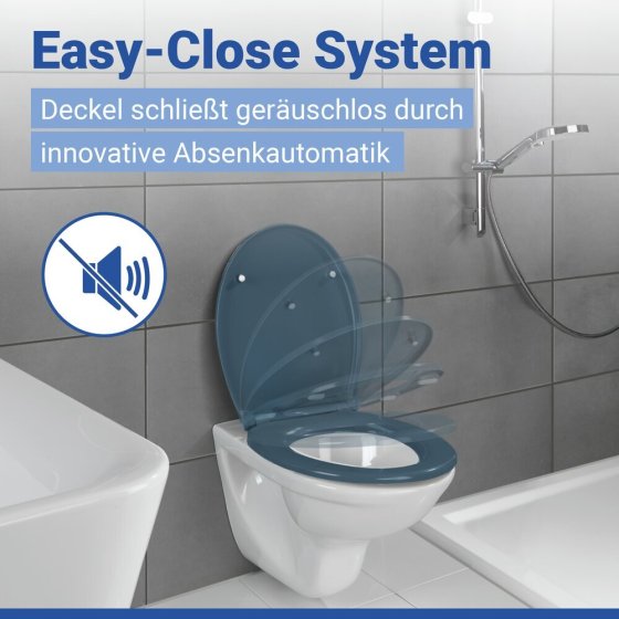 WC Sitz Mod. Samos Slate Blue, Toilettendeckel mit Absenkautomatik 