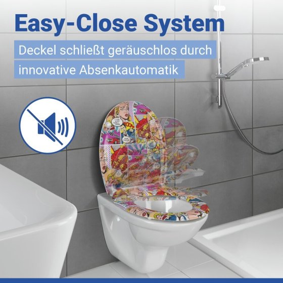 WC Sitz Mod. Pop-Art, Toilettendeckel mit Motiv und Absenkautomatik 