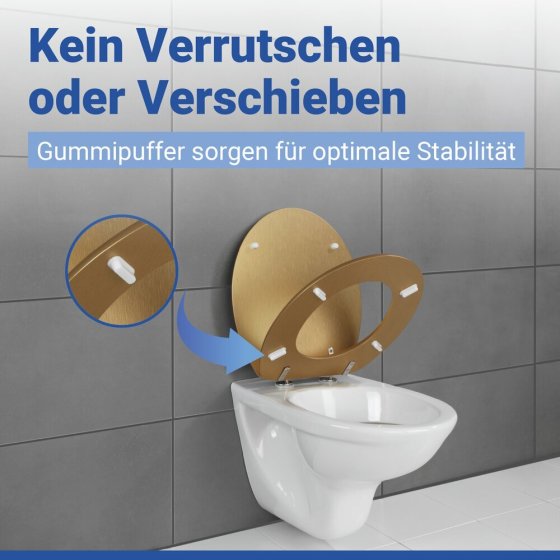 WC Sitz Mod. Aldeno Gold matt, Toilettendeckel aus foliertem MDF 